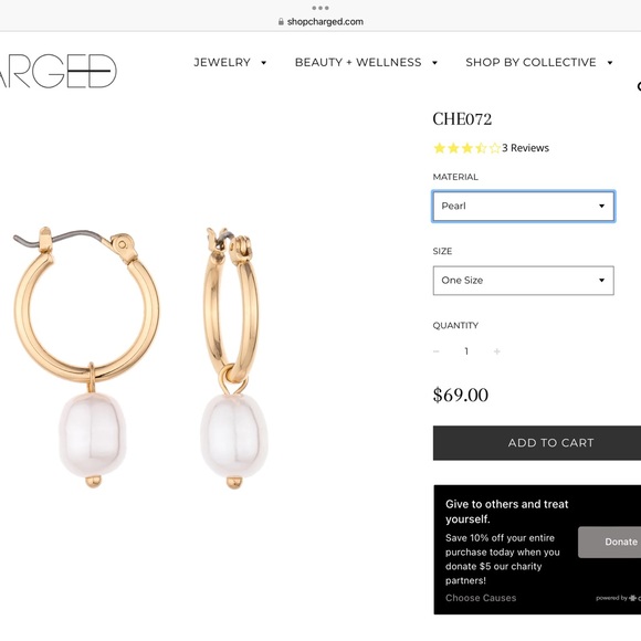 Charged Jewelry With A Story- Pearl Huggie Hoops - Picture 4 of 4